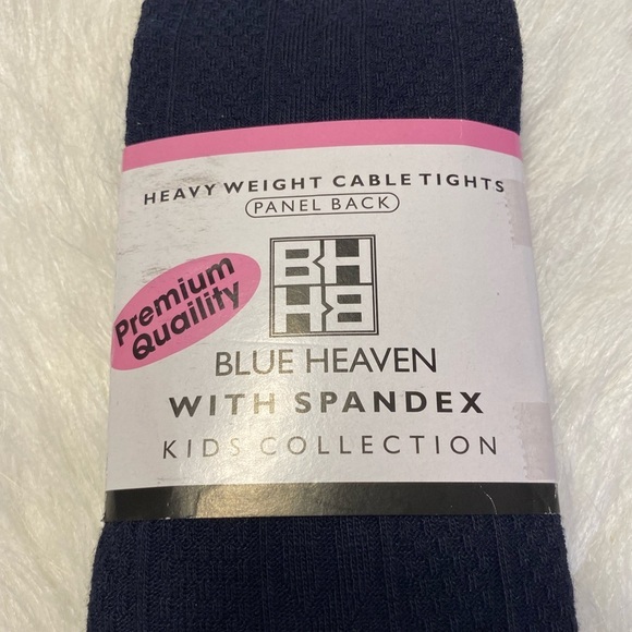 Blue Heaven Heavy Weight Cable Tights Girls Size 7-10 Blue Color Footed - Picture 2 of 4